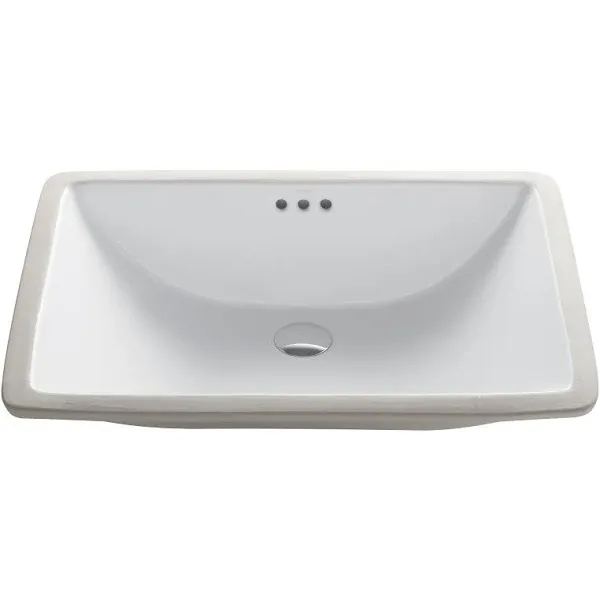 Kraus Elavo Small Rectangular Ceramic Undermount Bathroom Sink with Overflow, White | KCU-241