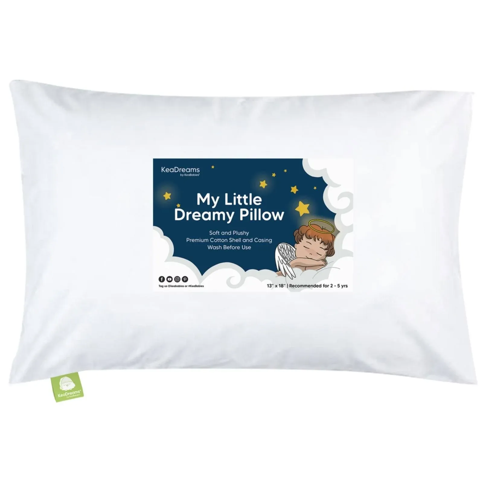 Toddler Pillow with Pillowcase - 13x18 My Inch (Pack of 1), Soft White 