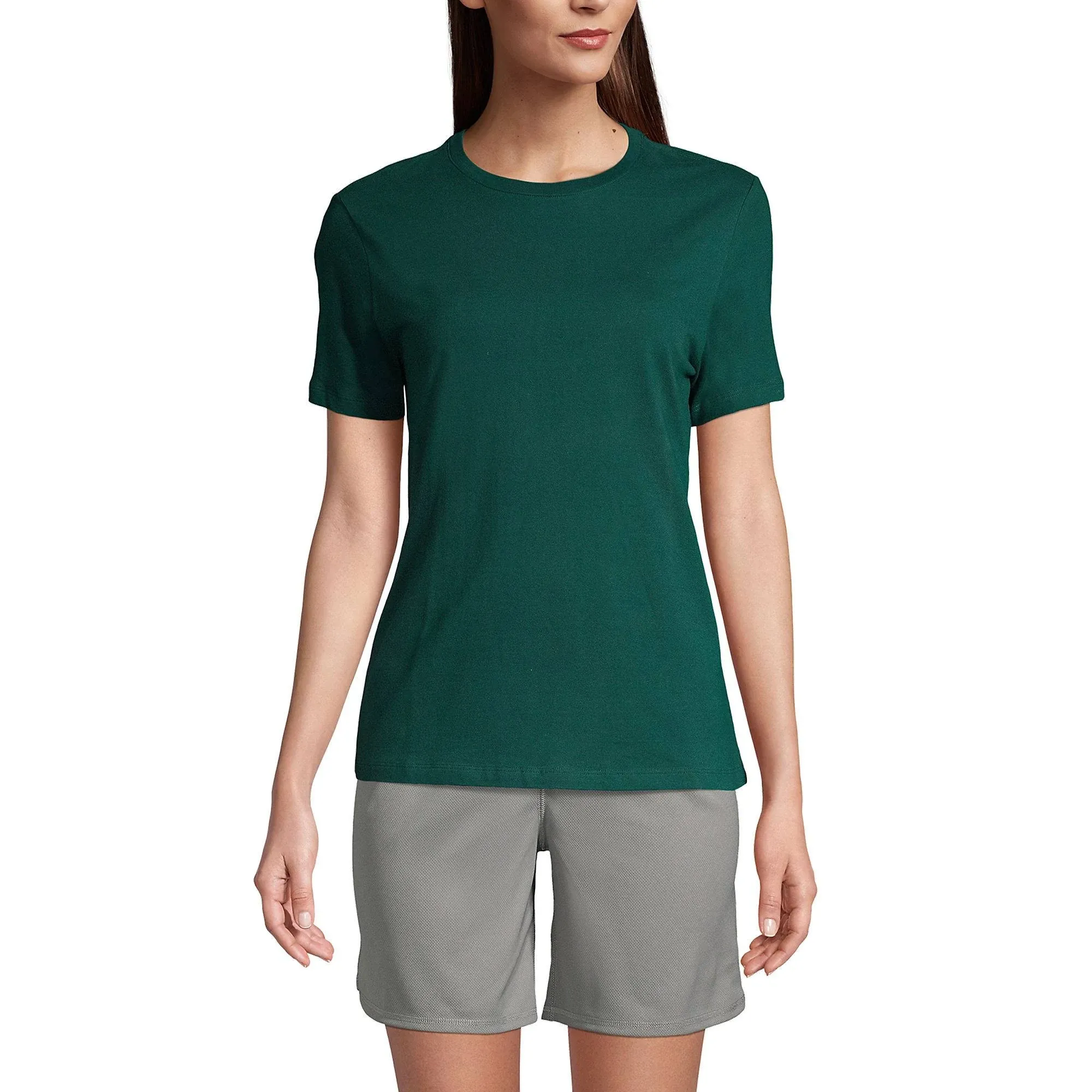 Lands' End School Uniform Women's Short Sleeve Feminine Fit Essential T-Shirt - Small - Evergreen