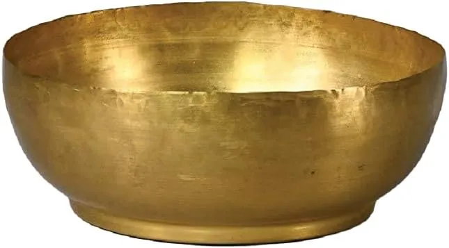 Serene Spaces Living Antique Brass Decorative Bowl, Use as Metal Fruit Bowl, Potpourri, Catchall for Entryway, Dining Table, Home Décor, 2.75" Tall & 7.5" Diameter