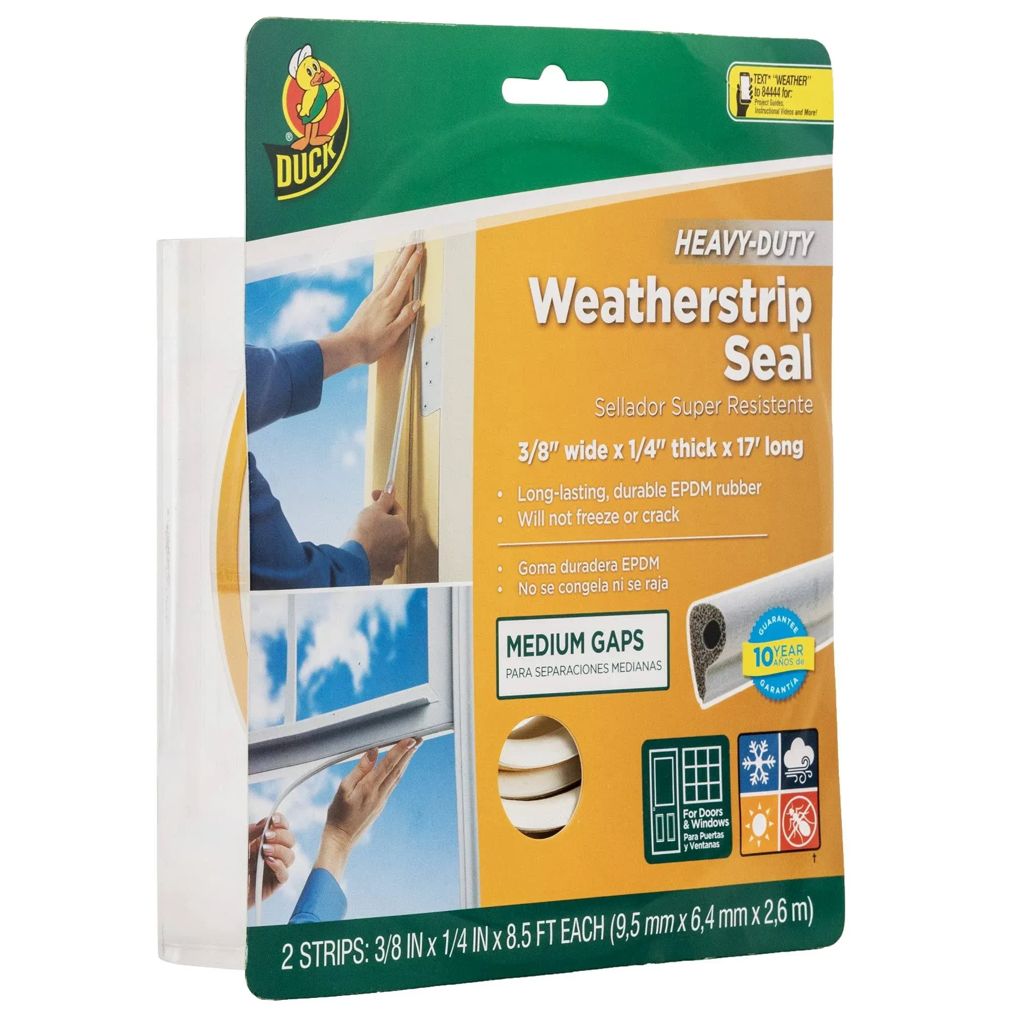 Duck Heavy-Duty Self Adhesive Weatherstrip Seal for Medium Gap— White