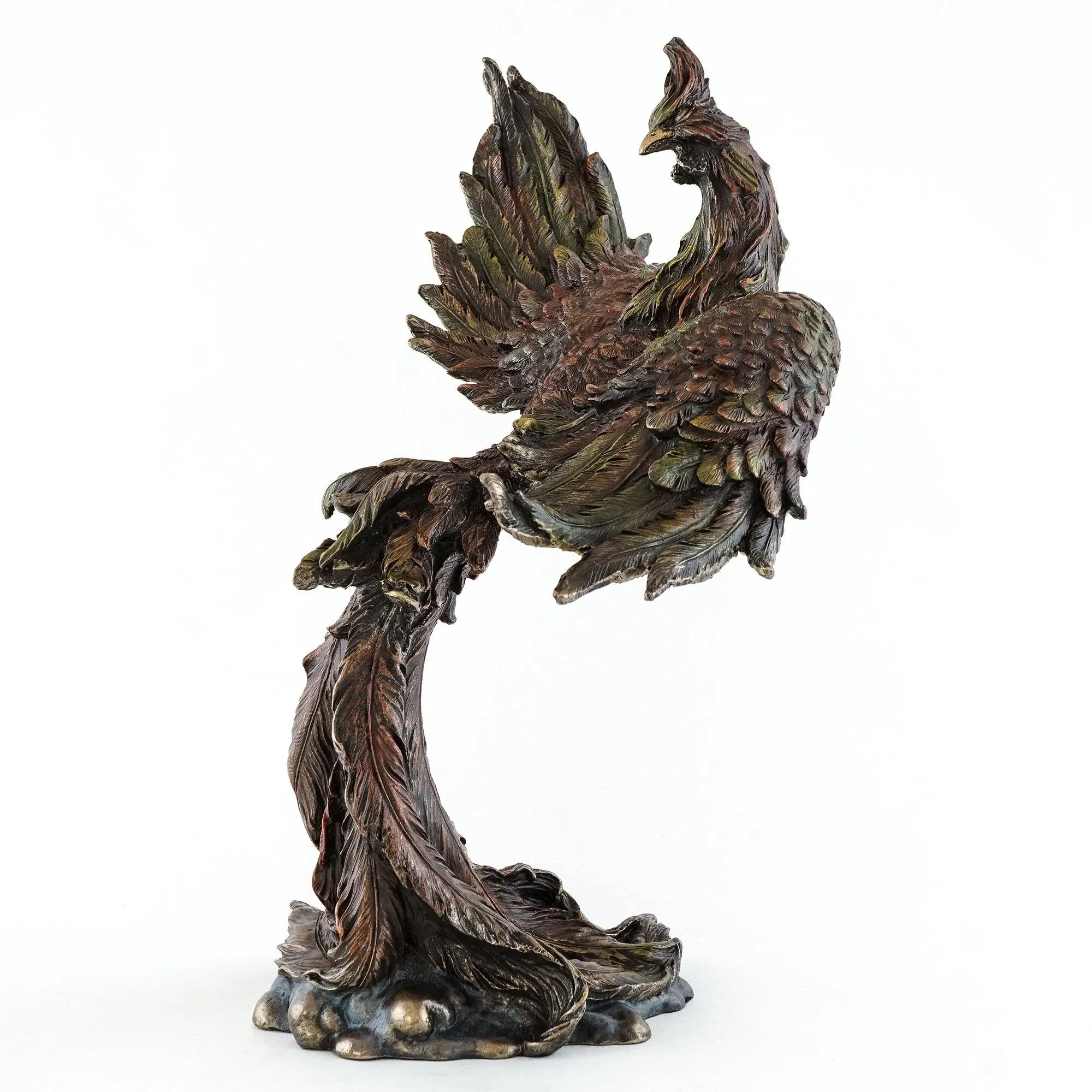 Mythical Rising Fire Phoenix Statue in Cold Cast Bronze