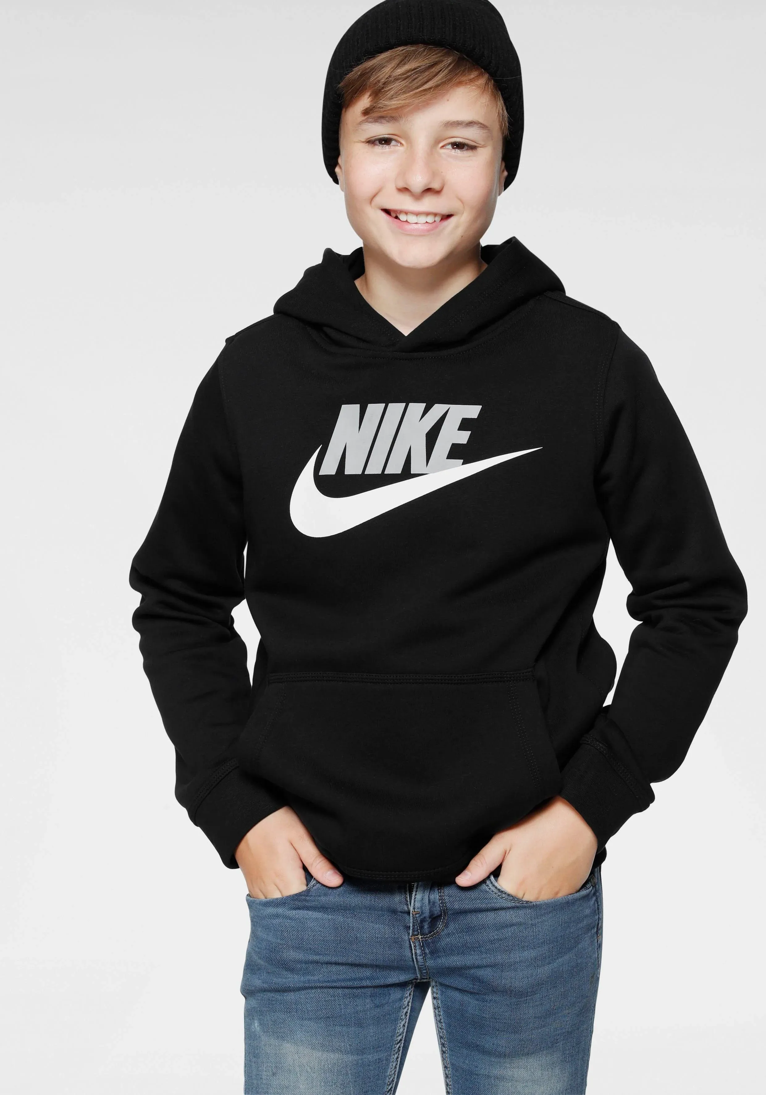 Nike Kids Sportswear Club Fleece Hoodie, Black Grey / XS