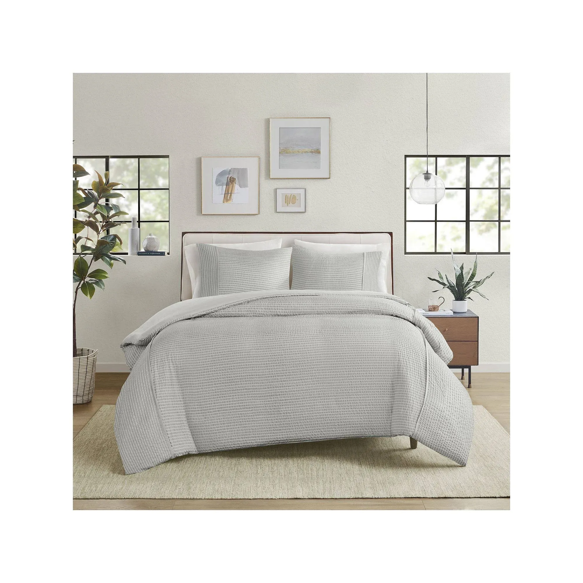 Apollo 3 Piece Striped Seersucker Oversized Duvet Cover Set - Olliix BR12-3846