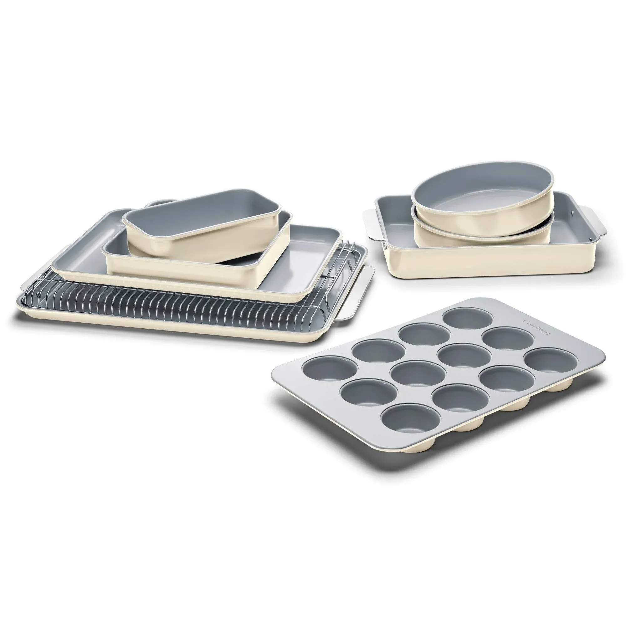 CARAWAY HOME Bakeware Set Non-Stick Ceramic Aluminized Steel in Sage (11-Piece)