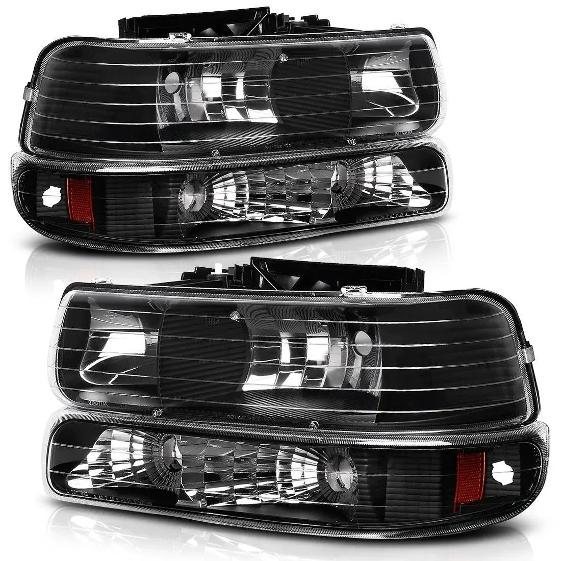 AUTOSAVER88 Headlight Assembly Compatible with 1999-2002 Chevy Silverado 1500 2500/2001-2002 Chevy Silverado 1500HD 2500HD 3500/2000-2006 Tahoe Suburban 1500 2500 Headlamp with Bumper Lights