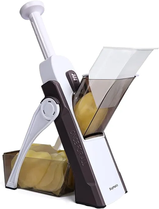 SUPMAKIN Safe Mandoline Food Slicer for Kitchen, Adjustable Potato Slicer,Vegetable Chopper, Mandolin Slicer, French Fry Cutter, 5 in 1 Chopping Artifact for Kitchen Chef Meal Prep