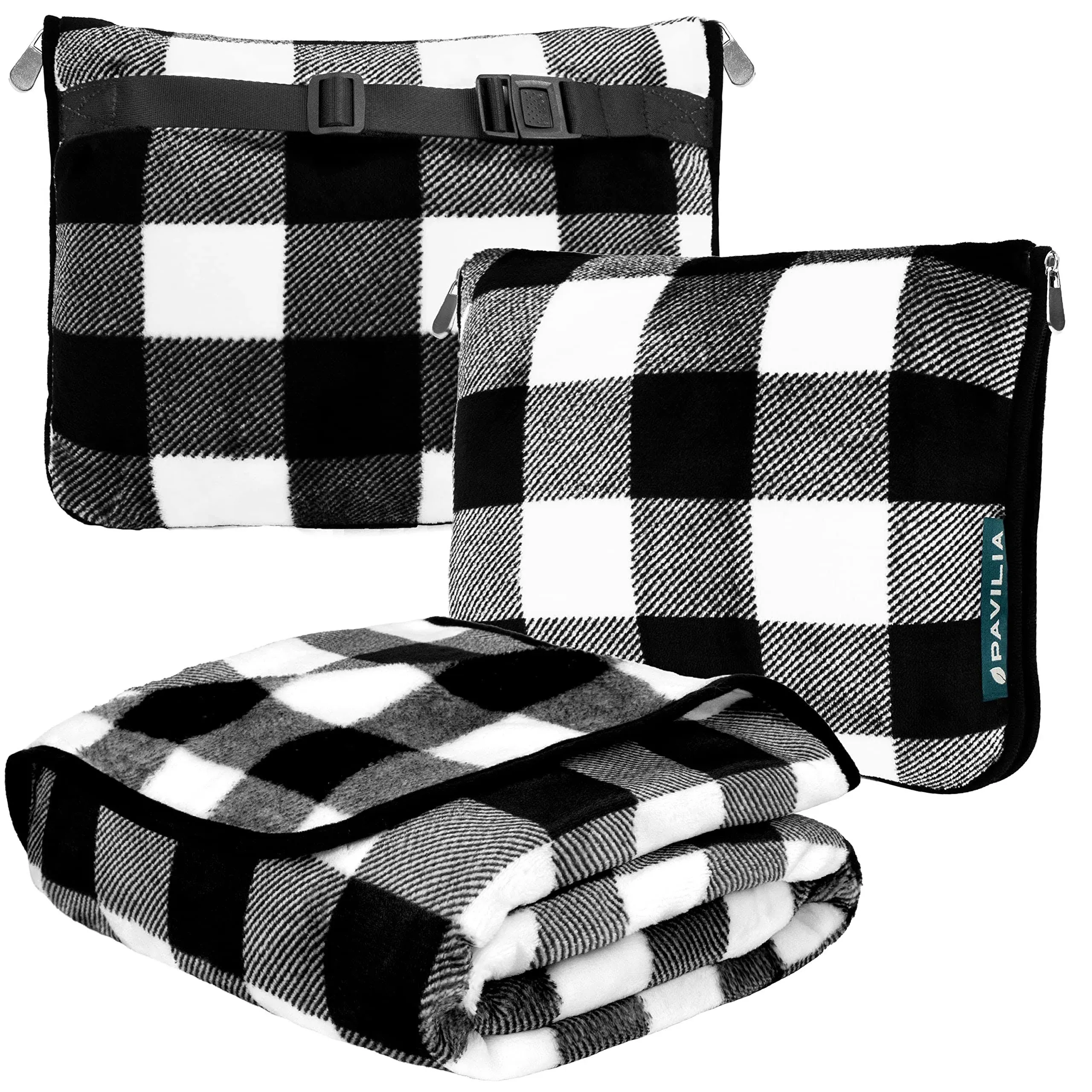 PAVILIA Travel Blanket Pillow, Soft Airplane Blanket 2-in-1 Combo Set, Plane Blanket Compact Packable, Flight Essentials Car Pillow, Travelers Gifts