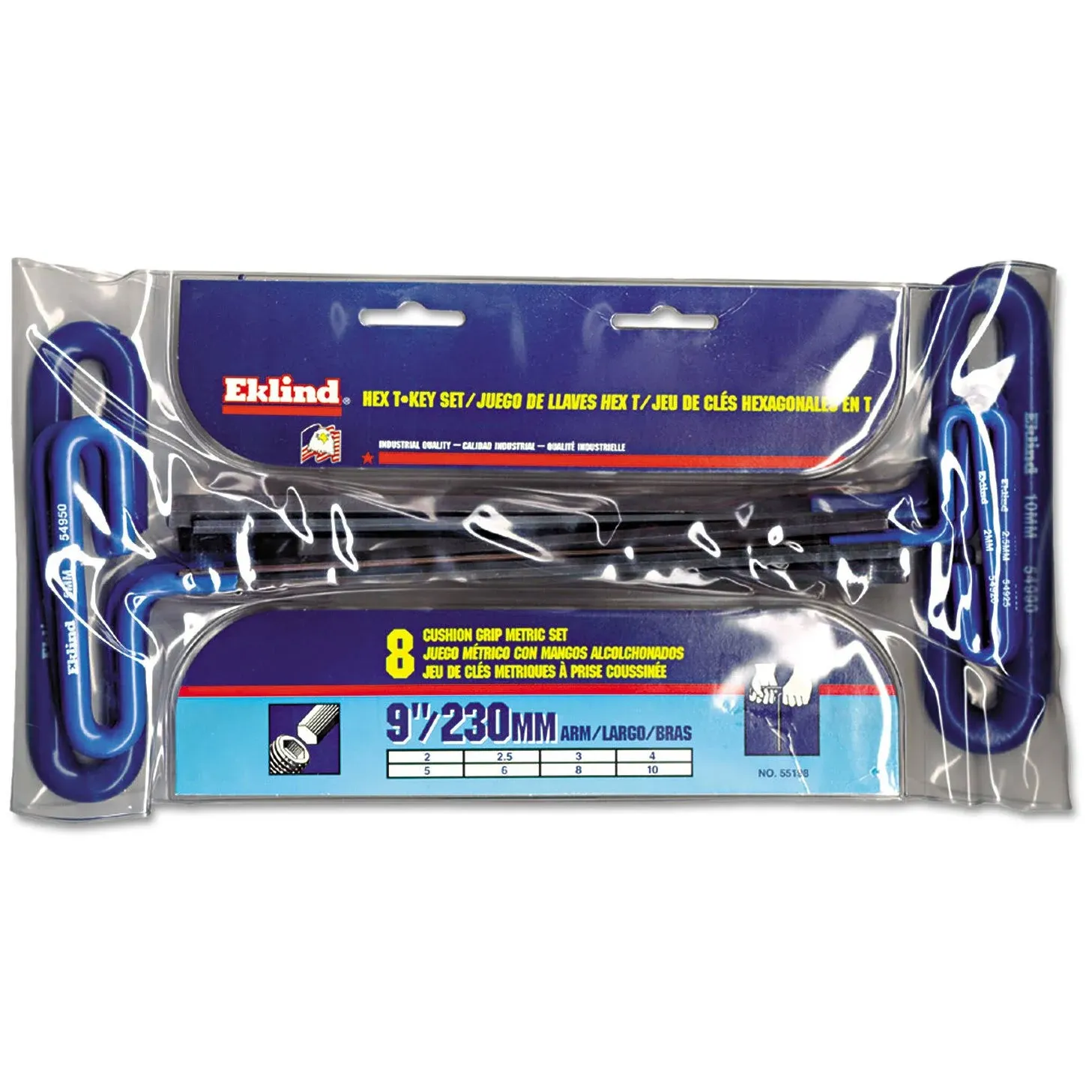 Eklind Tool 8 Piece 9" Cushion Grip Metric Hex T-Key Set