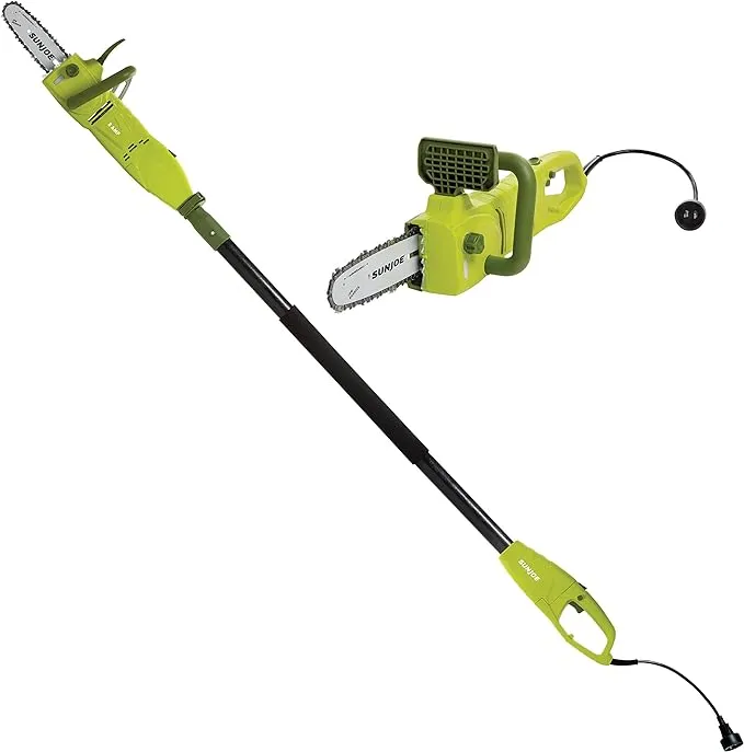 Sun Joe SWJ803E 10 inch 8.0 Amp Electric Multi-Angle Pole Chain Saw, Corded electric, Green