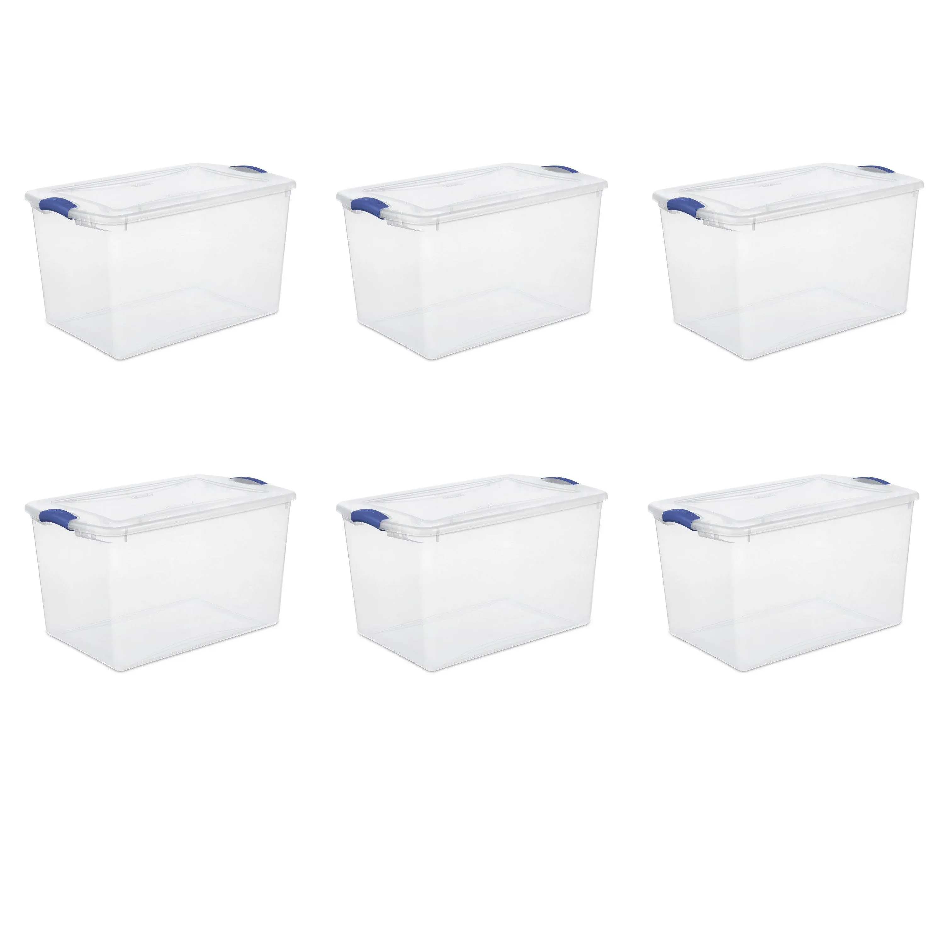 Sterilite 66 qt. Clear Plastic Latch Box, Blue Latches with Clear Lid