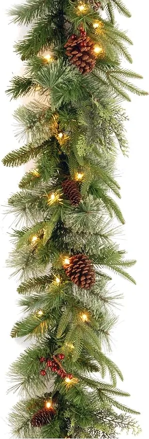 National Tree Feel Real Colonial Garland, 9' x 10", Green