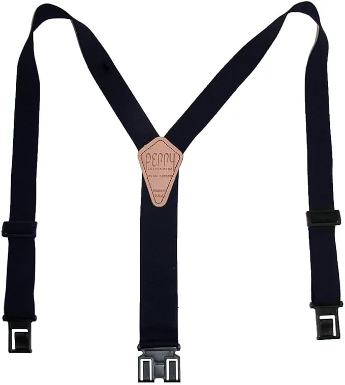 Perry Suspenders Men's Elastic 1.5 inch Wide Hook End Suspenders, Navy