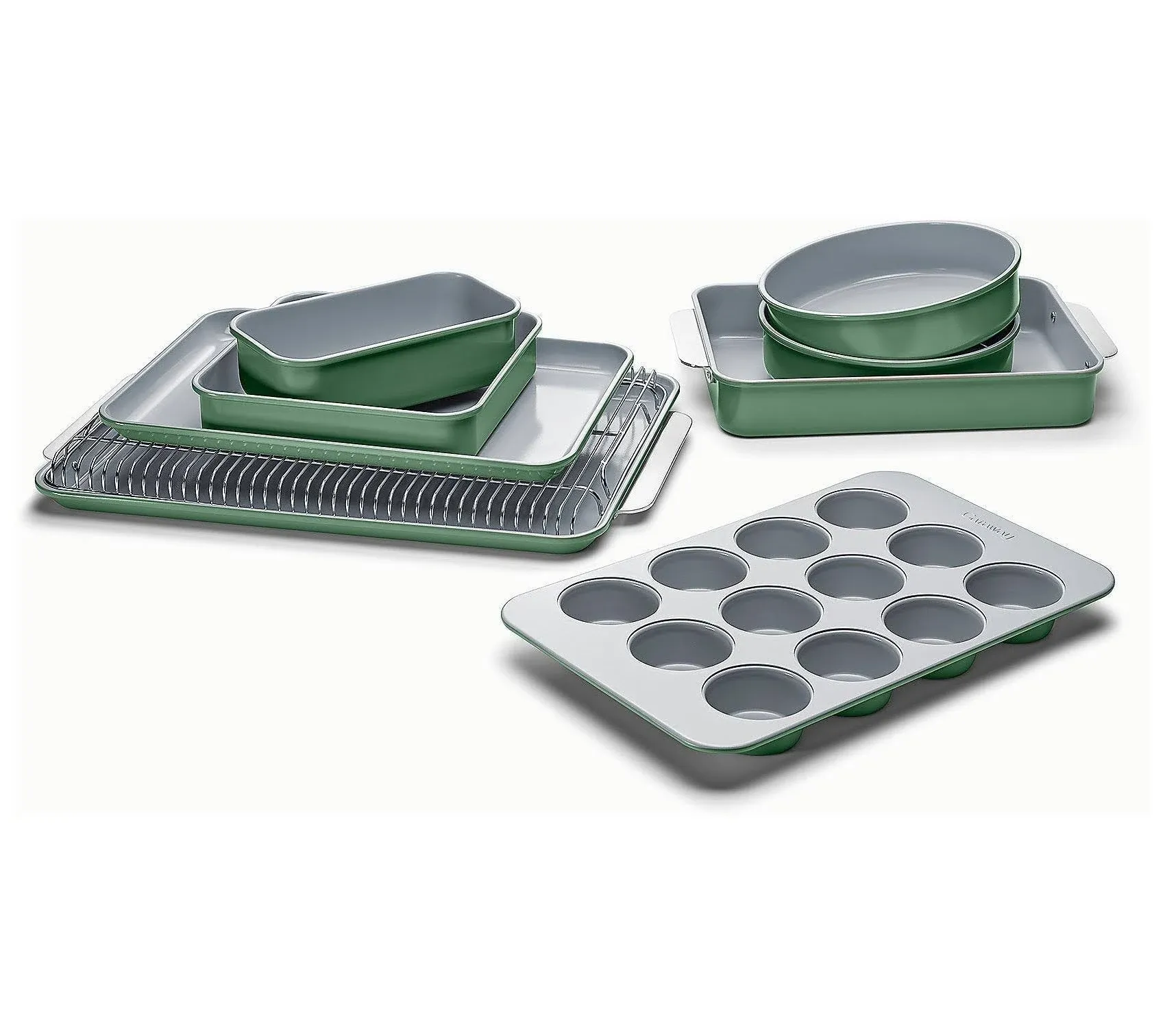 Caraway 11-Piece Nontoxic Ceramic Bakeware Set Sage