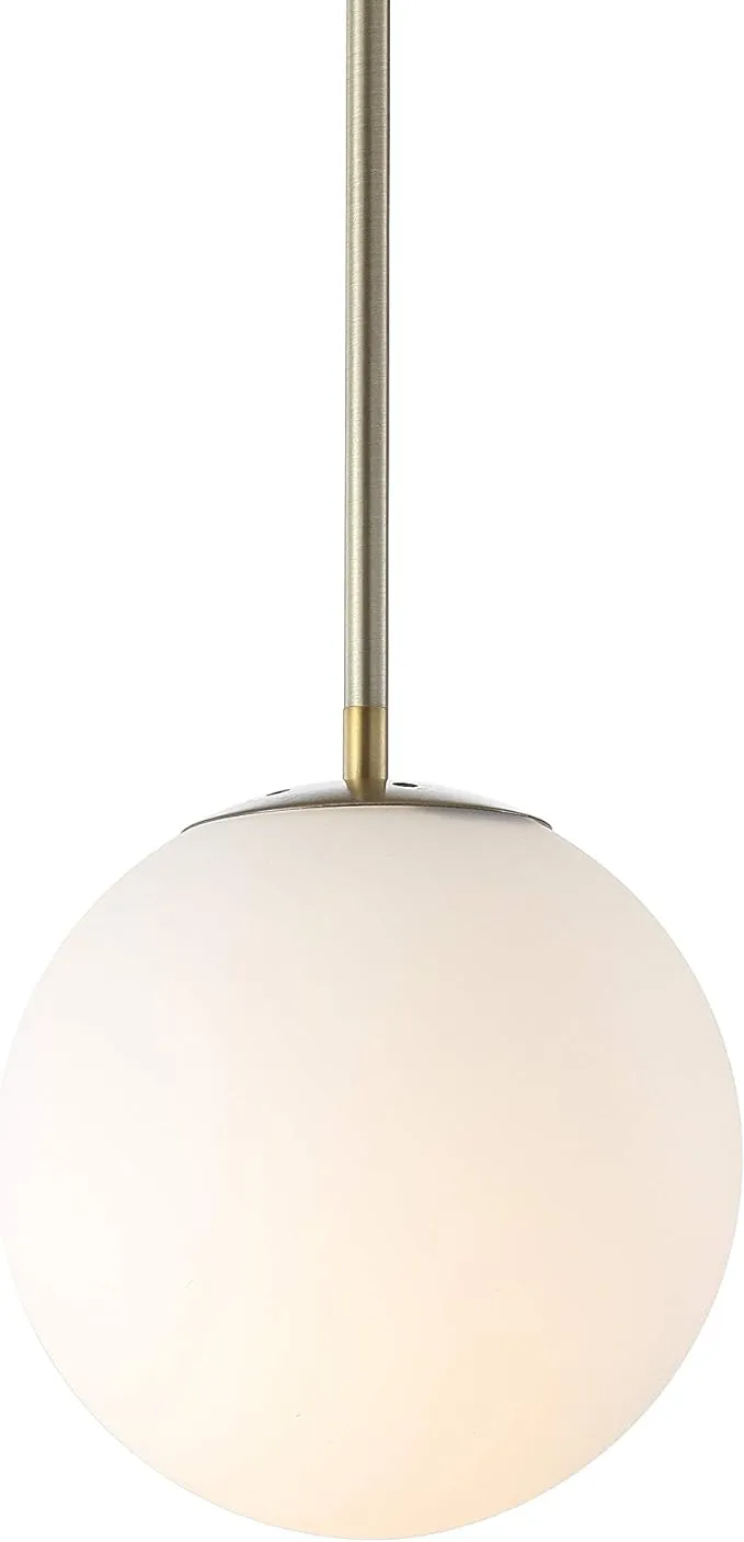 Jonathan Y Bleecker 7.75" Metal/Glass Globe LED Pendant - White