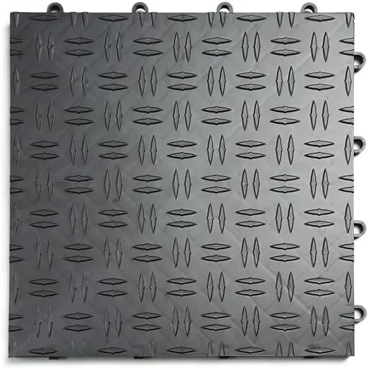 GarageTrac Diamond, Durable Interlocking Modular Garage Flooring Tile (48 Pack), Graphite