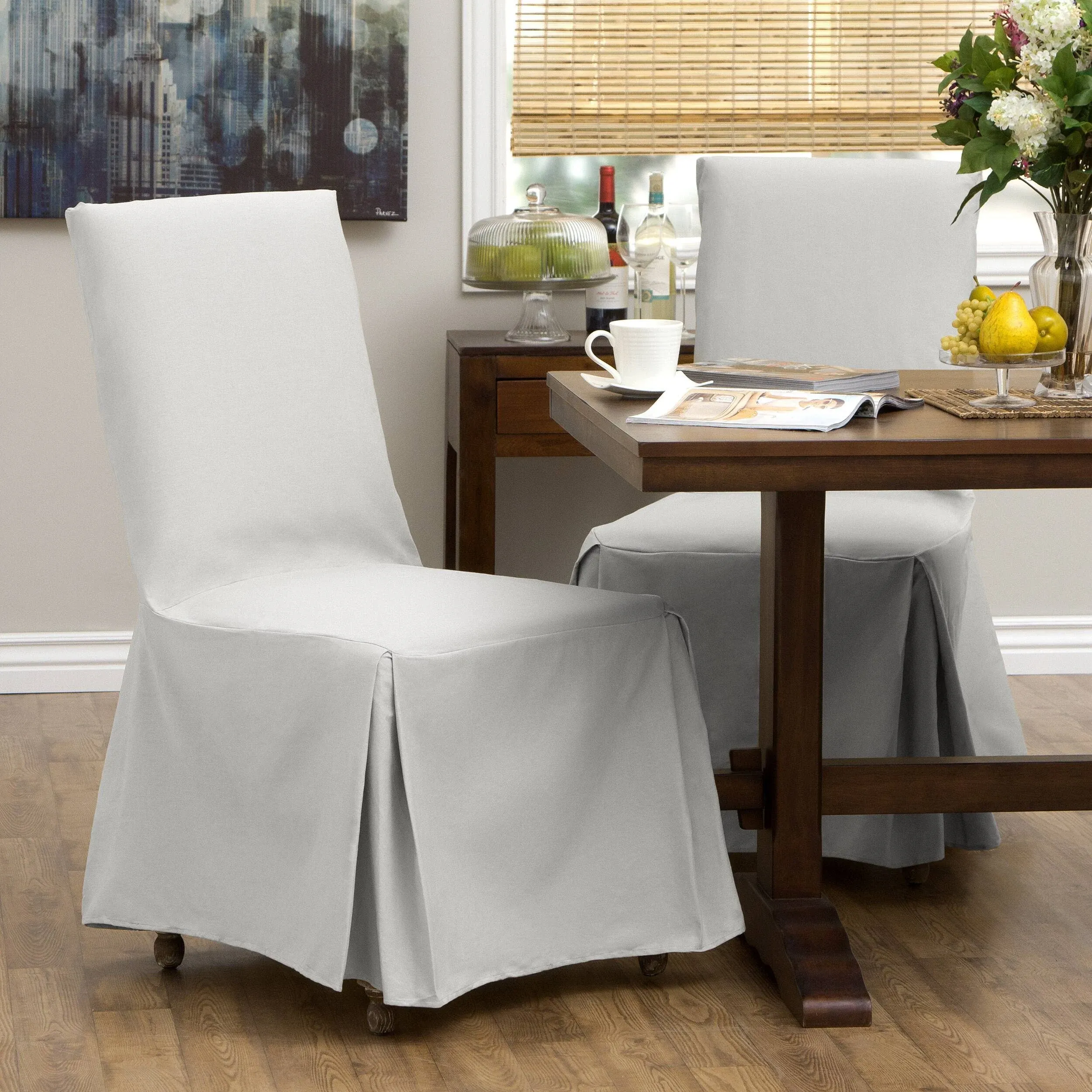 Classic Slipcovers Cotton Duck Parsons Chair Slipcover Pair, White