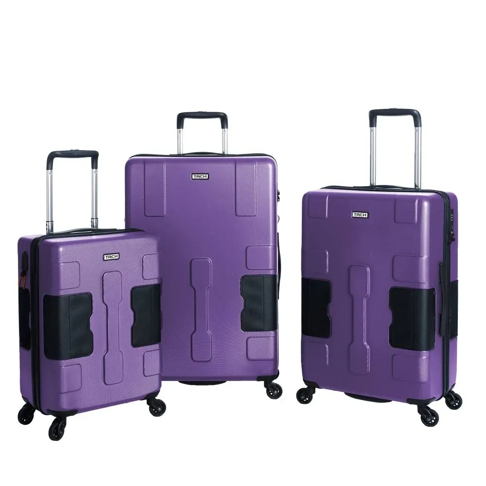 Tach Connectable Luggage 3-Piece Set Purple