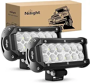 Nilight LED Light Bar 2pcs 36W 6.5inch Spot LED Off Road Lights Super Bright Driving Fog Light Boat Lights Driving Lights LED Work Light SUV Jeep