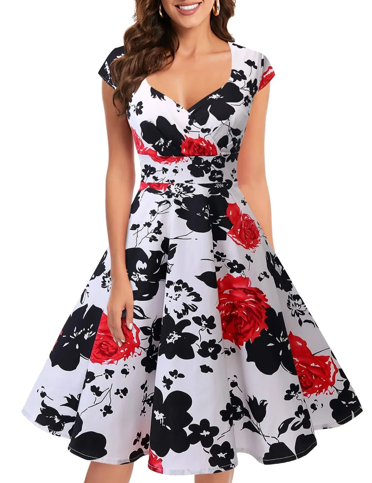 Bbonlinedress Women Short 1950s Retro Vintage Cocktail Party Swing Dresses