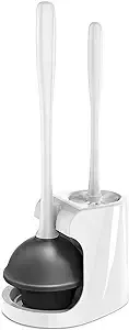 MR.SIGA Toilet Plunger and Bowl Brush Combo for Bathroom Cleaning, White