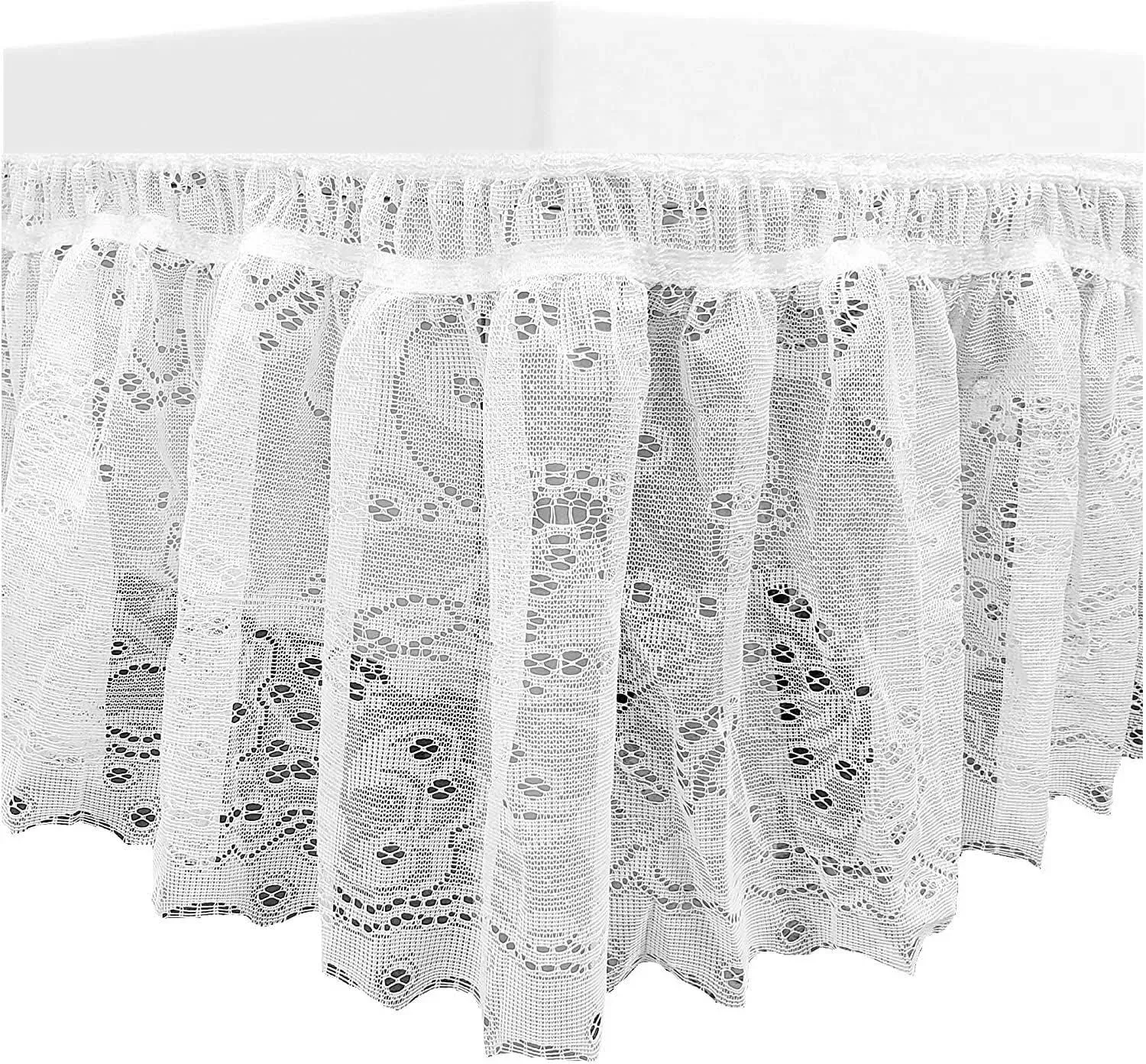  Bedskirt | King/Queen Floral Elastic Bed Skirt - Lace White