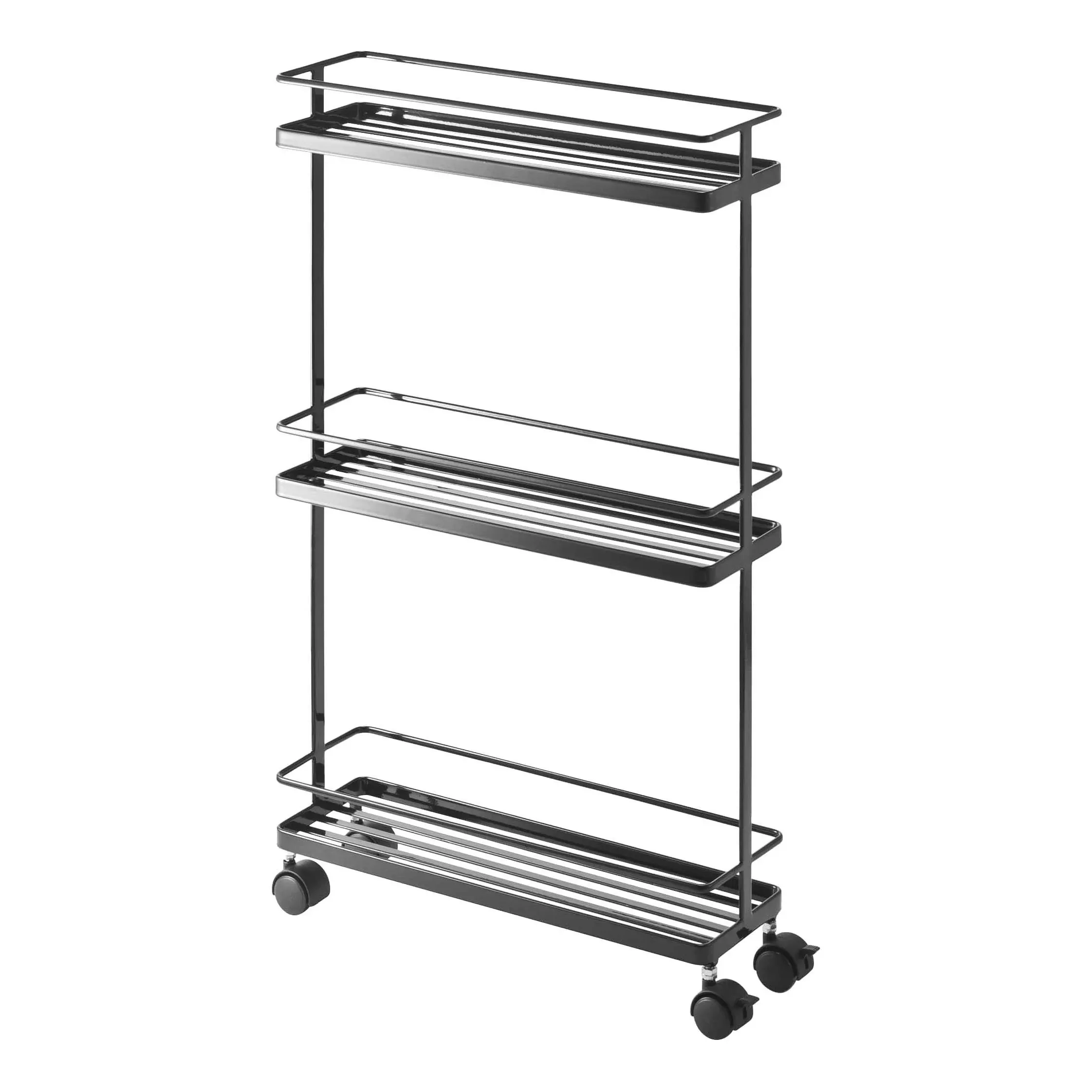 Yamazaki Home Black Tower Rolling Kitchen Storage Cart