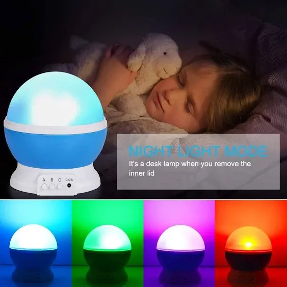 Night Light for Kids, fortally Kids Night Light, Star Night Light, Nebula Star Projector 360 Degree Rotation - 4 LED Bulbs 12 Light Color Changing