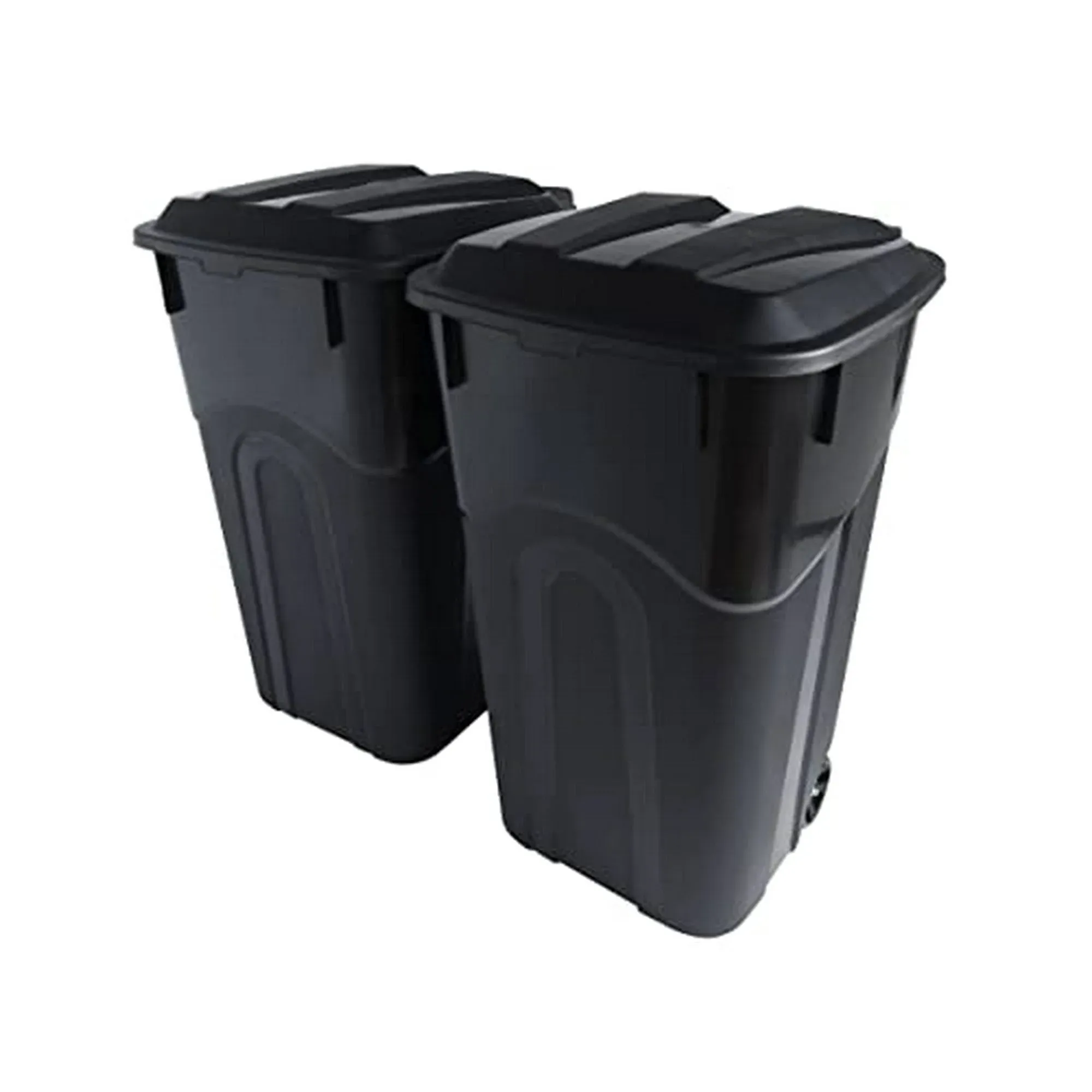 United Solutions 45 Gal Wheeled Trash Can with Attached Lid