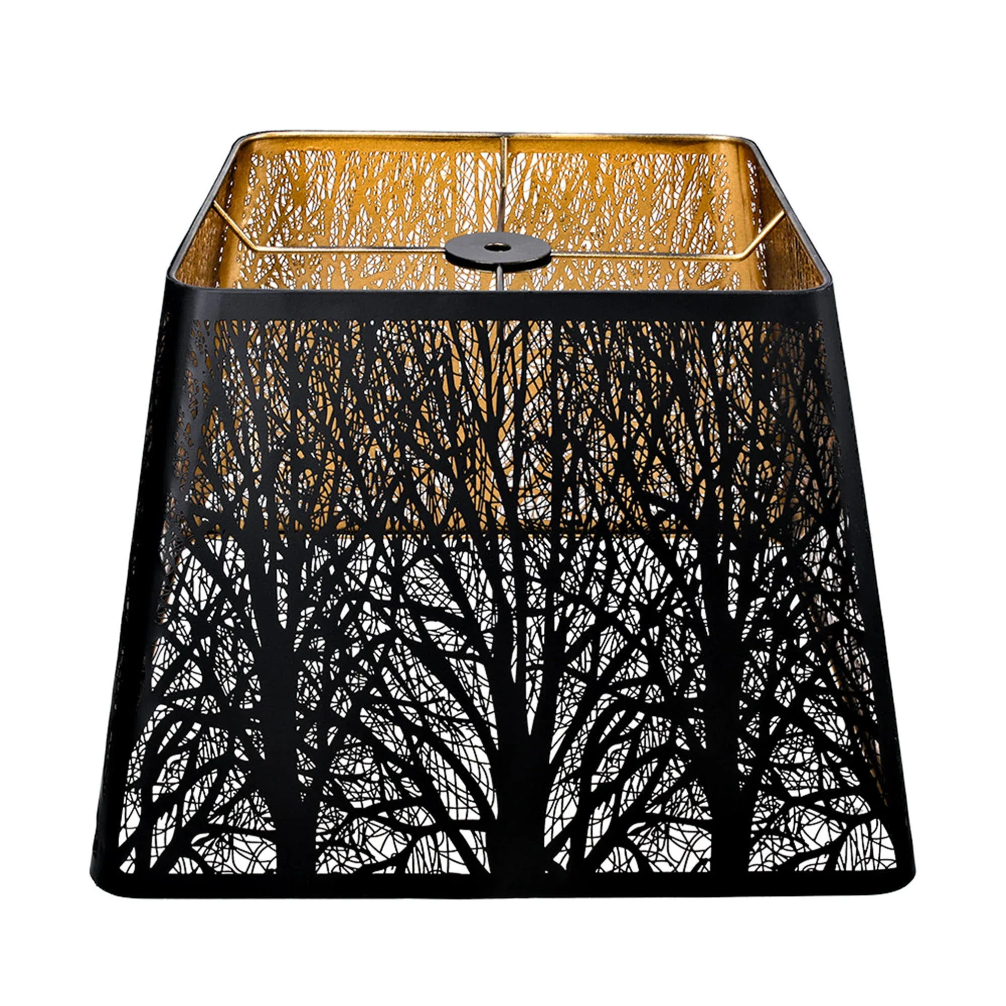 LLA-S2105 Forest Pattern Metal Square Lampshade with Harp and Spider Mode Instal