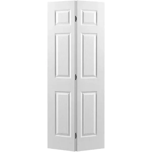 Masonite 80 in. Primed Textured 6-Panel Hollow Core Composite Interior Door Slab with Bore