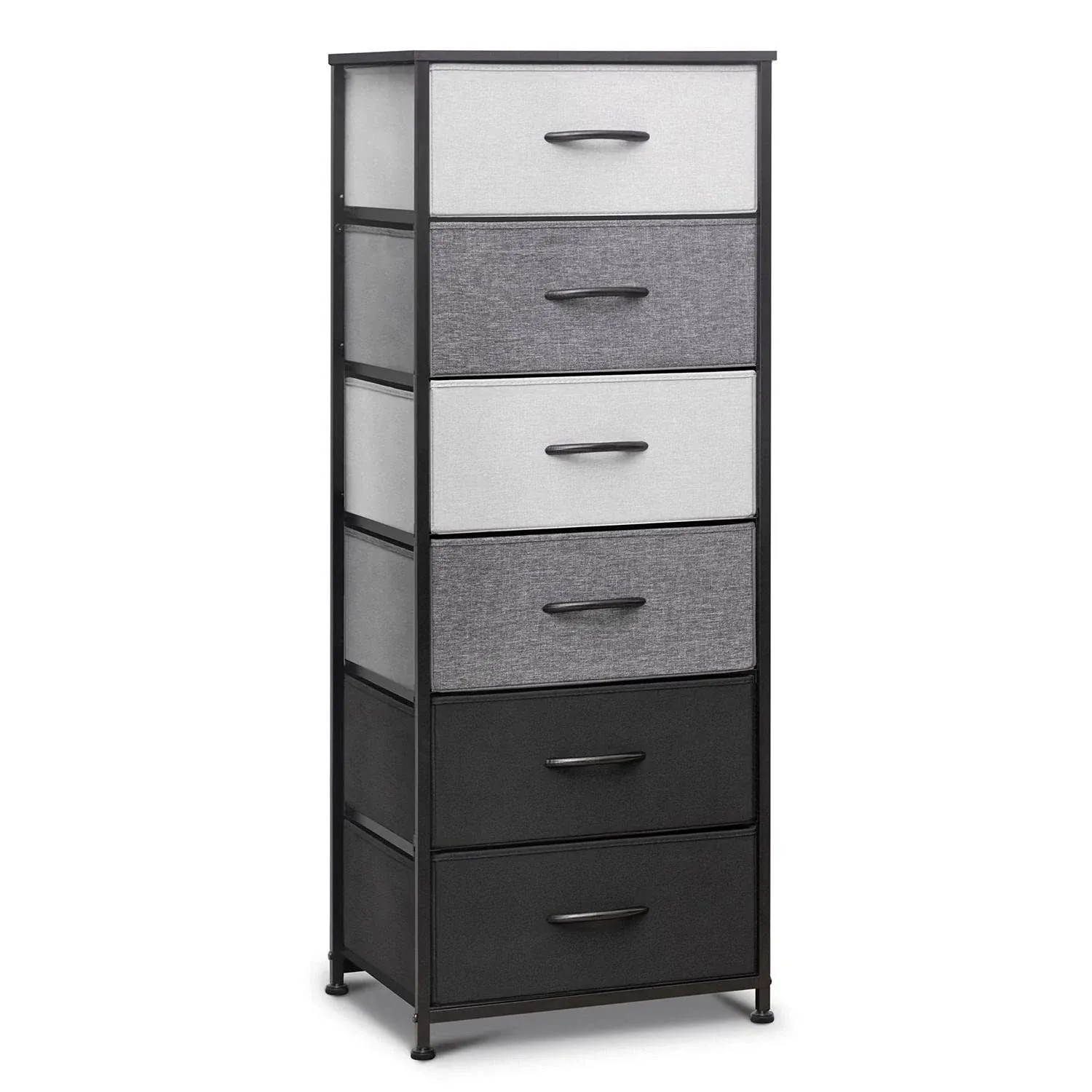 Pellebant Gray & Black 6 Fabric Drawers Vertical Dresser Storage Tower, Women's, Size: 46.9 x 12.4