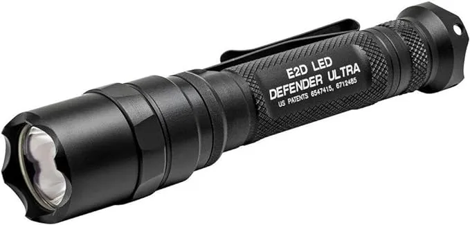 SureFire Led Defender Ultra Flashlight, 5/1000 Lumens, Click Switch, Black, NSN E2DLU-A