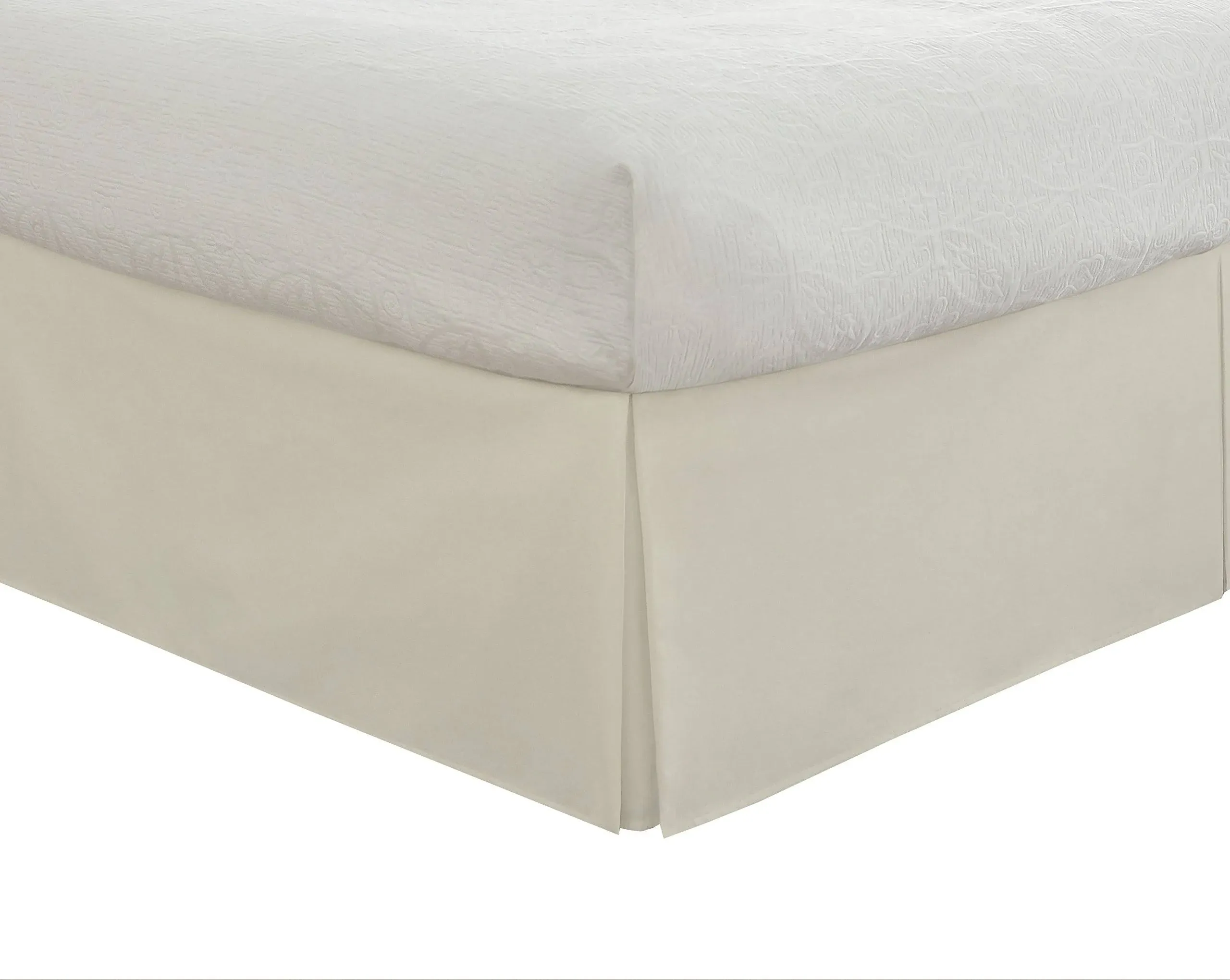 Lux Hotel Tailored Bed Skirt Classic 14" Drop Length Pleated Styling, California King, Ivory