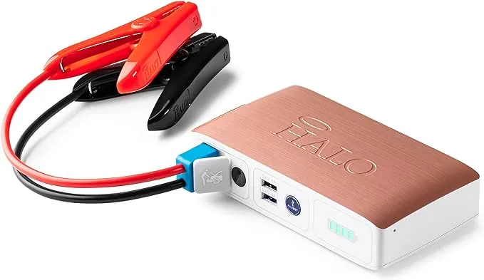 HALO Bolt Compact Portable - Car Battery Jump Starter with 2 USB Ports to Charger Devices, Portable - Rose GoldHALO Bolt Compact Portable - Car Battery Jump Starter wit…