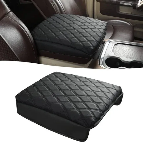 ISSYAUTO Center Console Cover Compatible with 2002-2012 Ram 1500 2500 3500 Jump Seat Console, Armrest lid Cover Leather Arm Rest Covering for Car, Well-Make Durable Middle Console Cover