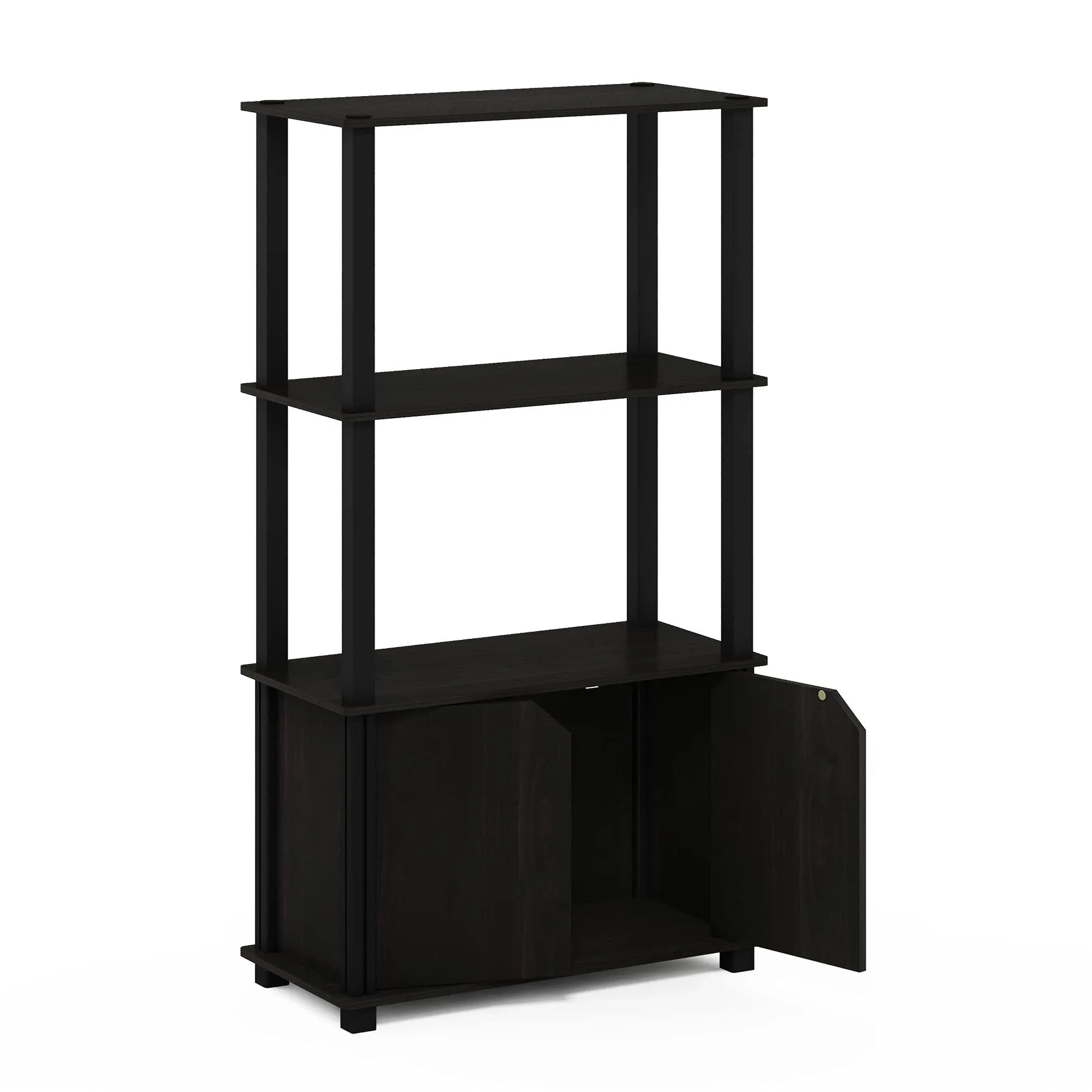 Furinno Go Green 4-Tier Multipurpose Display Shelf with Door, Espresso/Black