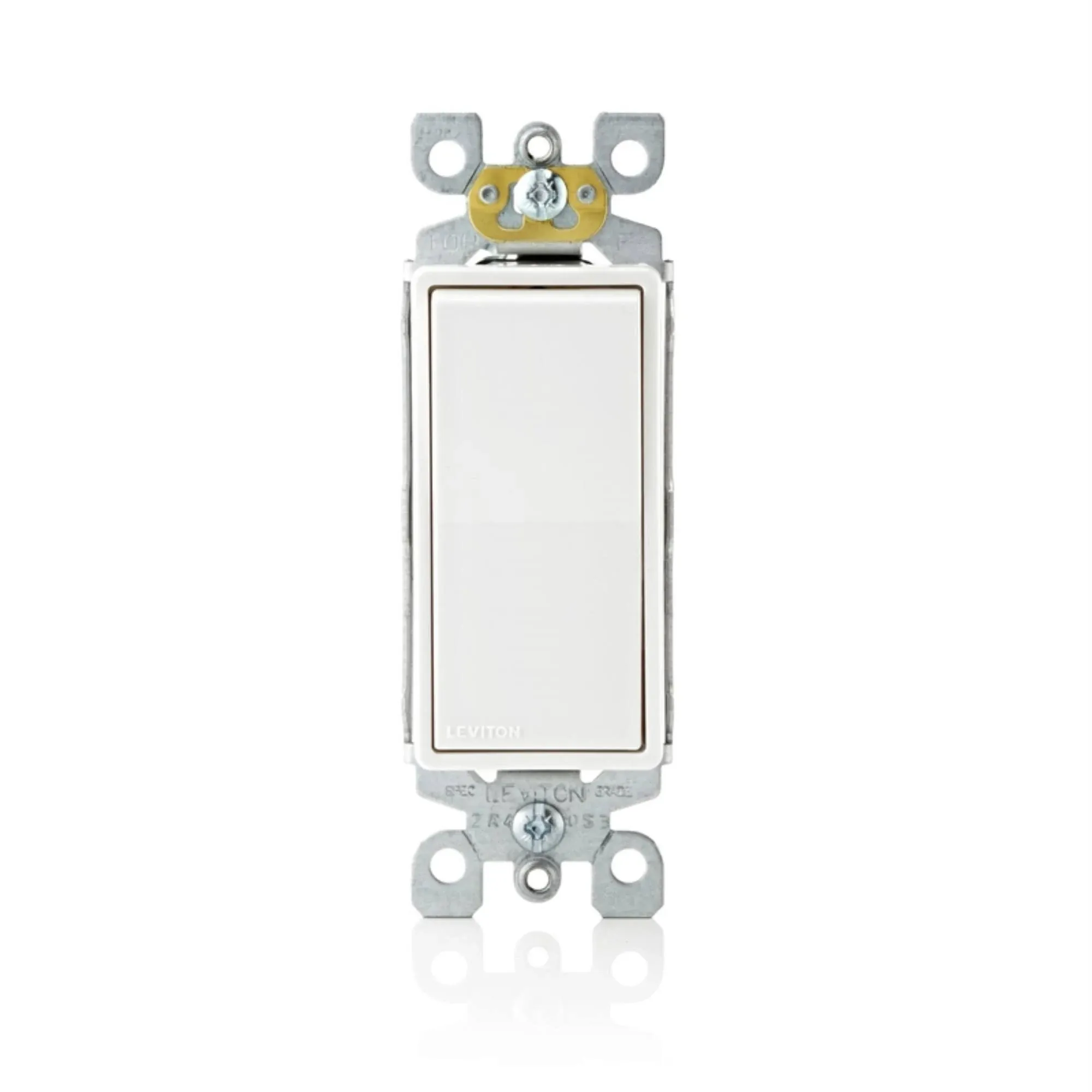 Leviton 3008384 15 Amps Decora Single Pole Antimicrobial Treated Rocker AC Quiet Switch White