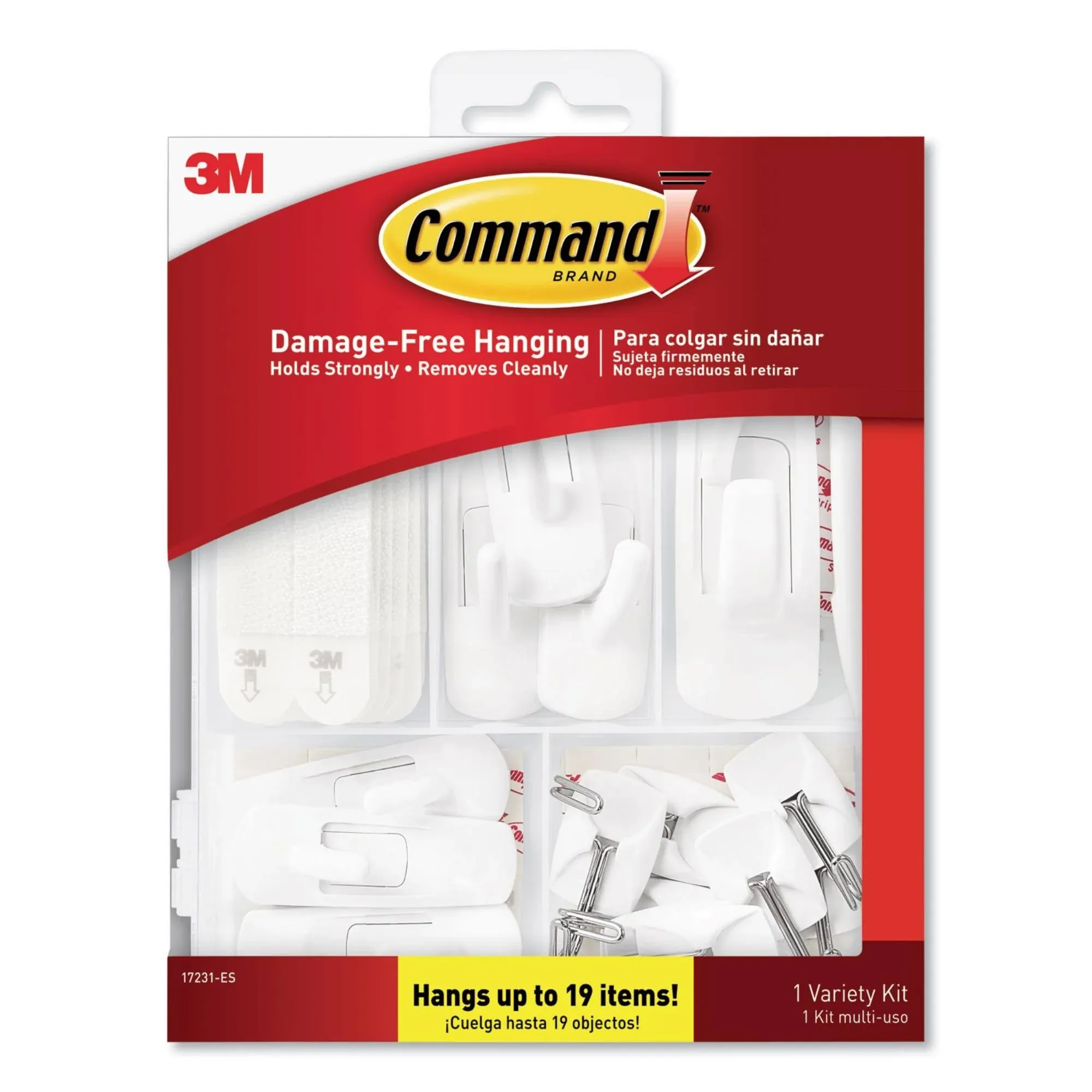 Command Variety Pack, Picture Hanging Strips, No Tools Wire Hooks and Utility Hooks, Damage Free Hanging Variety Pack for Up to 19 Back to School Dorm Organizers, 1 Kit,White