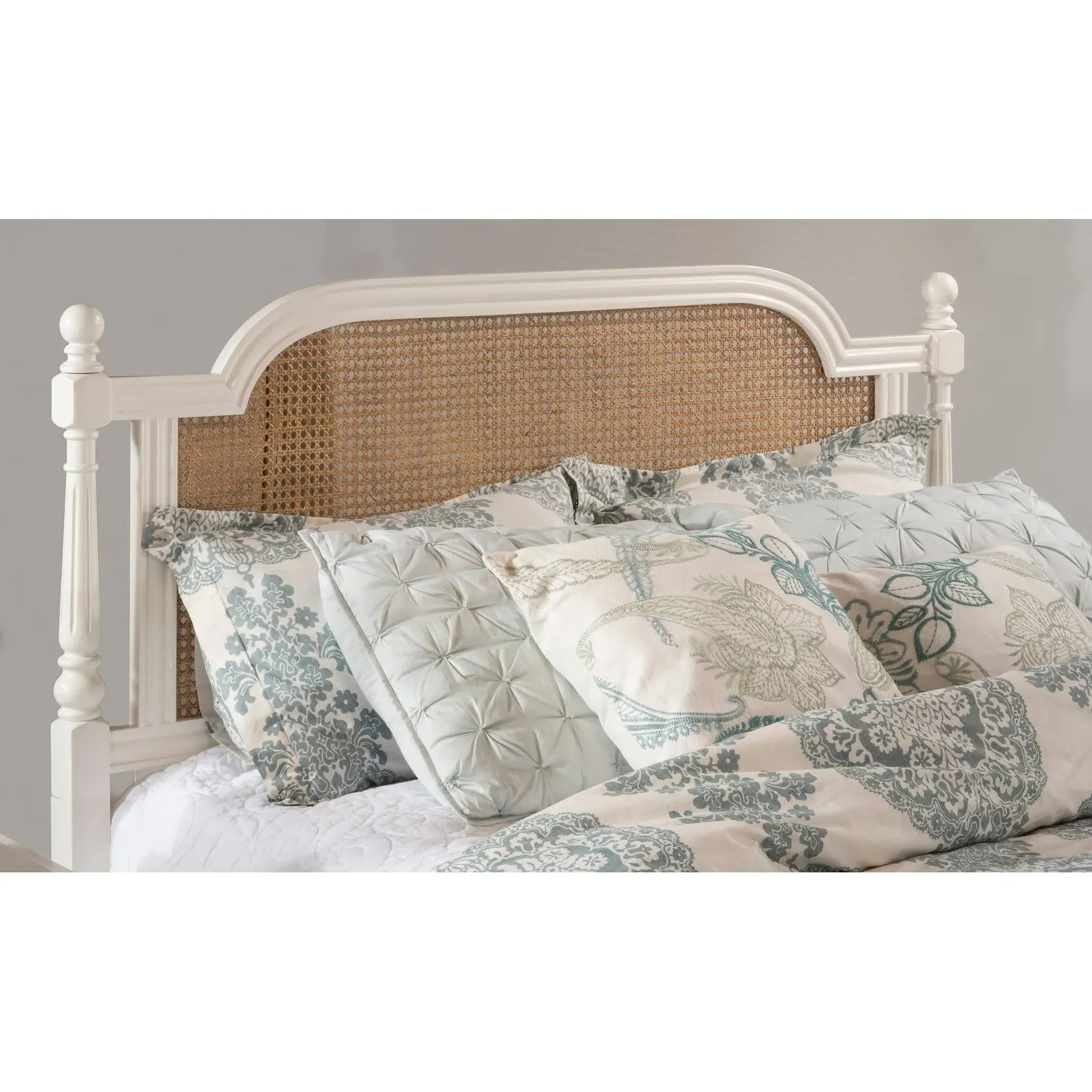 Hillsdale Furniture Melanie Wood and Cane King Headboard with Frame, White