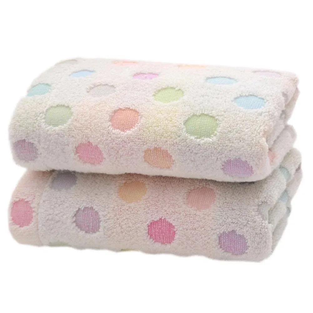 Pidada Hand Towels Set of 2 Colorful Polka Dot Pattern 100% Cotton Soft Absorbent Decorative Towel for Bathroom