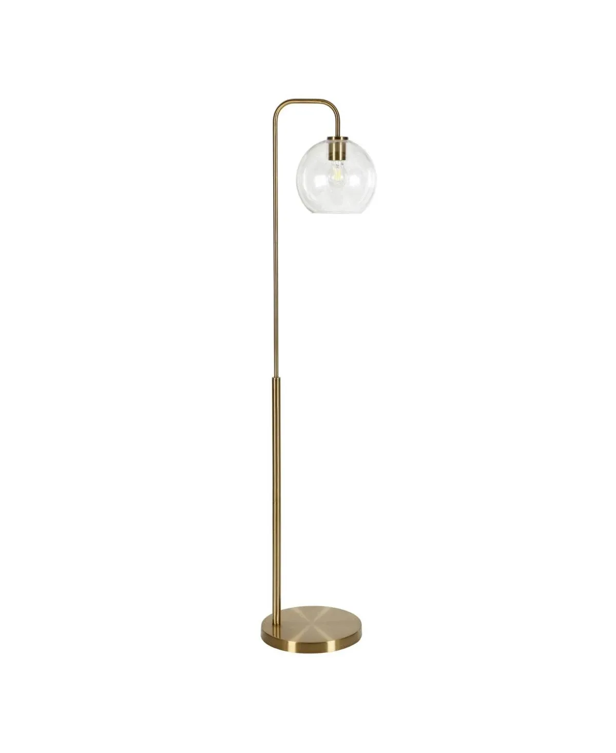 Harrison Arc Floor Lamp with Glass Shade in Brass/Clear - Contemporary - Kids Rugs - by BisonOffice | Houzz