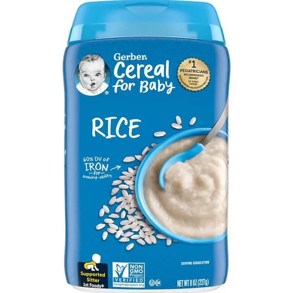 Gerber Baby Cereal 1st Foods, Rice, 8 Ounce (Pack of 6)