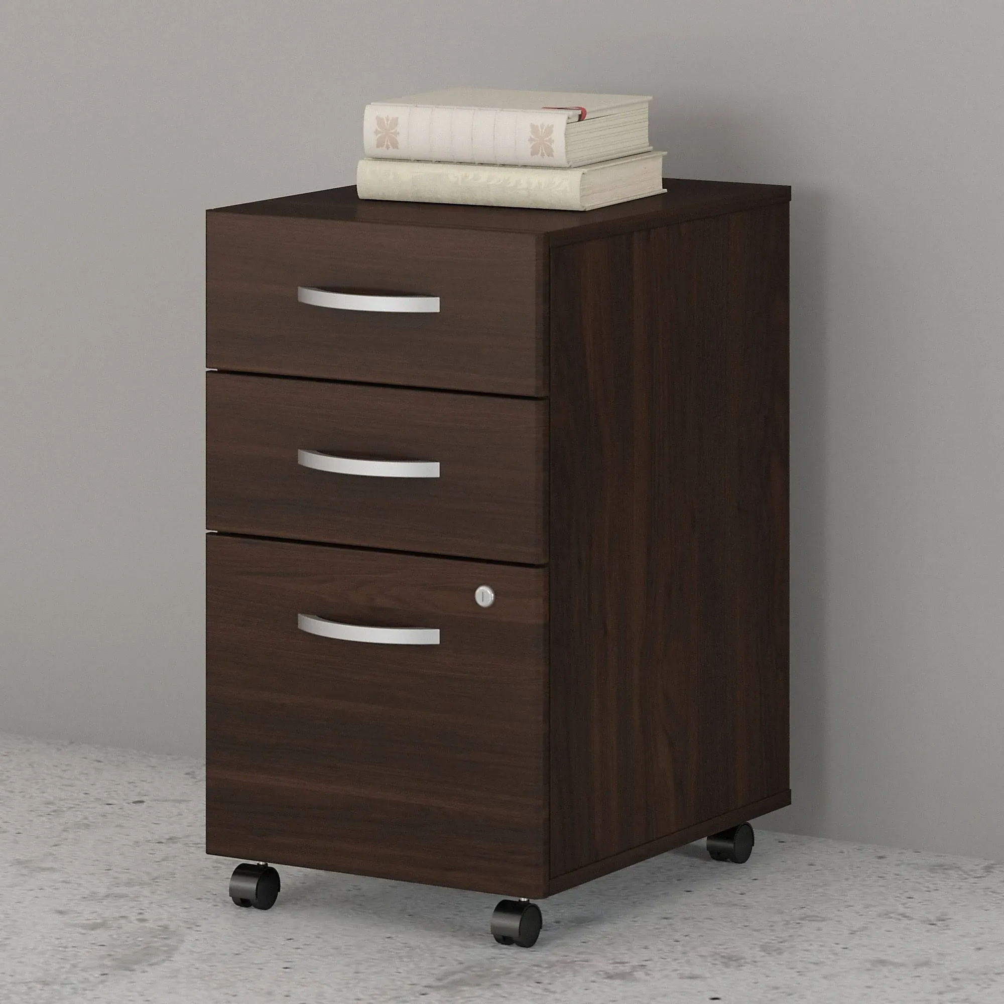 Bush Business Furniture Studio C 3 Drawer Mobile File Cabinet - Black Walnut