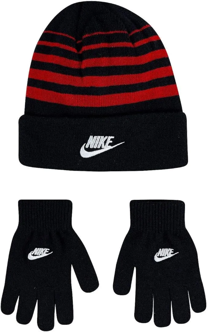 Boys 8-20 Nike Beanie & Gloves 2-Piece Set, Med Red