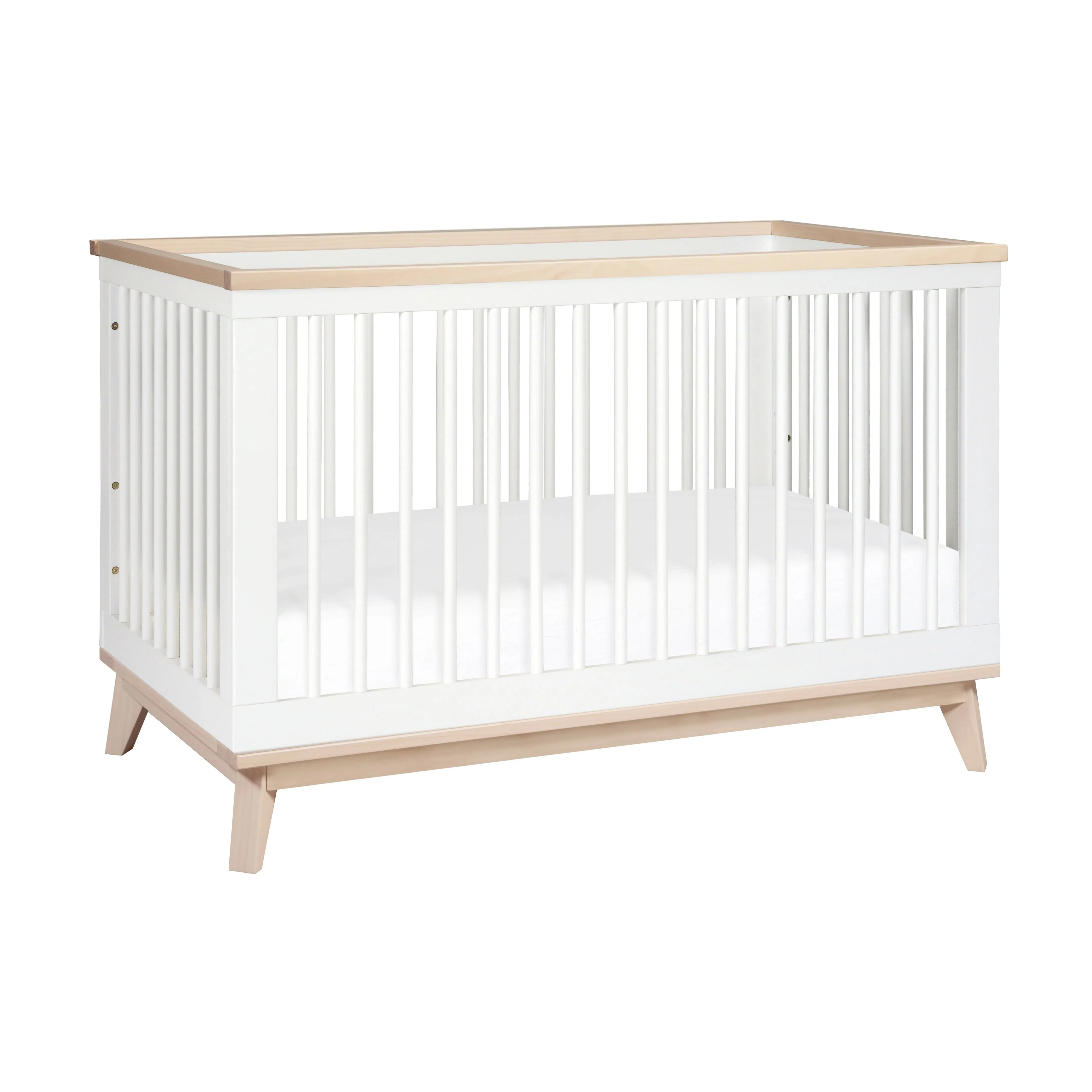 Babyletto Scoot 3-in-1 Convertible Crib with Toddler Conversion Kit White/Washed Natural