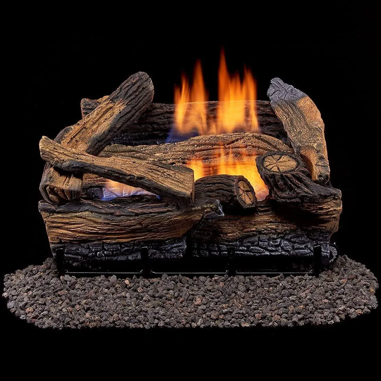 DLS-18T-1 Dual Fuel Ventless Fireplace Logs Set with Thermostat, Use with Nat...