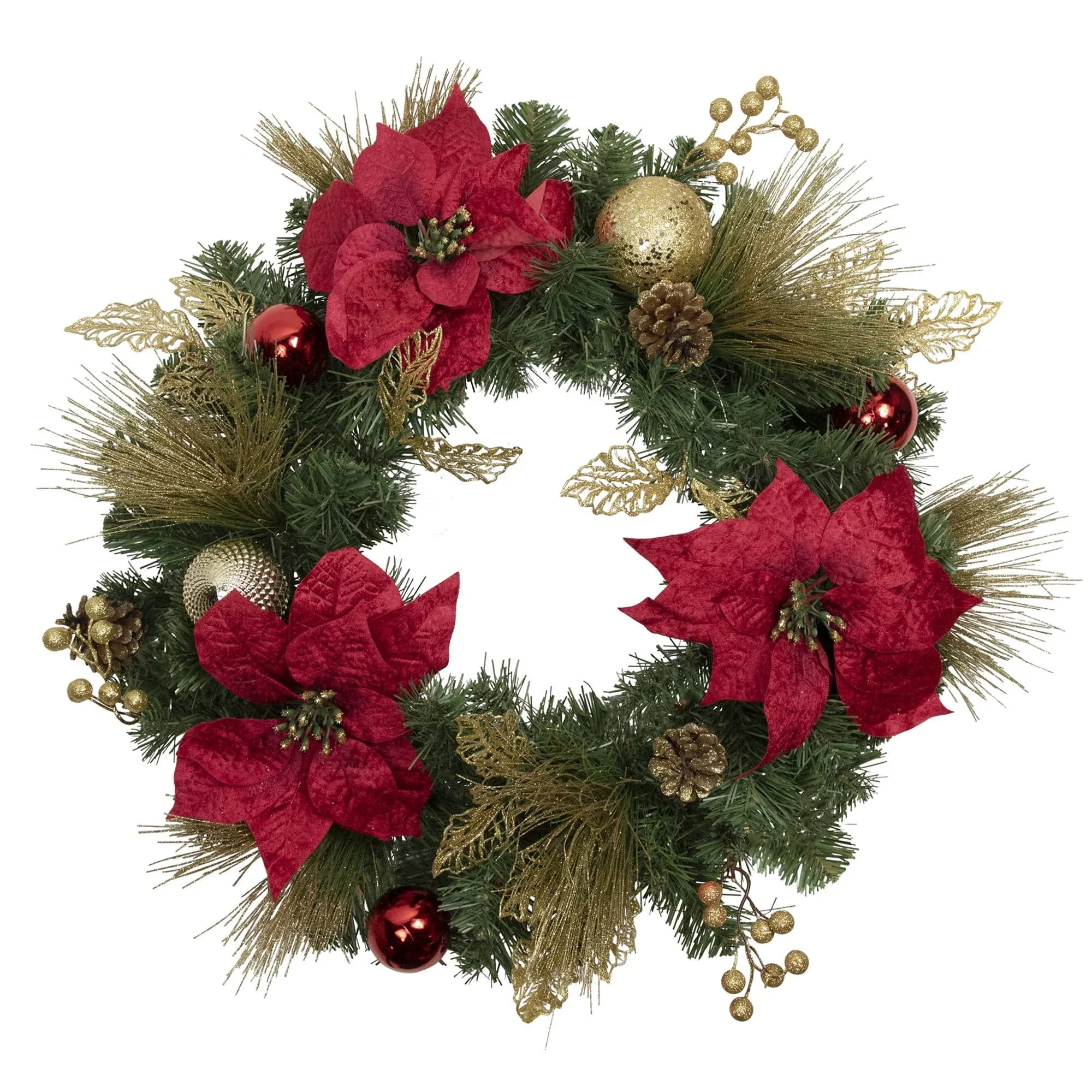 Northlight Poinsettias Artificial Christmas Wreath