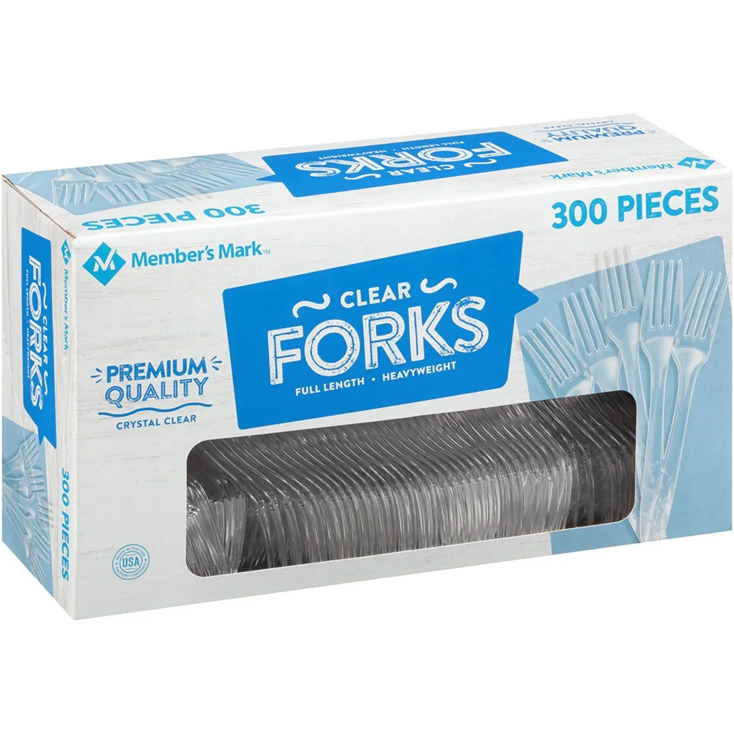 Member's Mark Clear Plastic Forks Heavyweight 300 Ct.