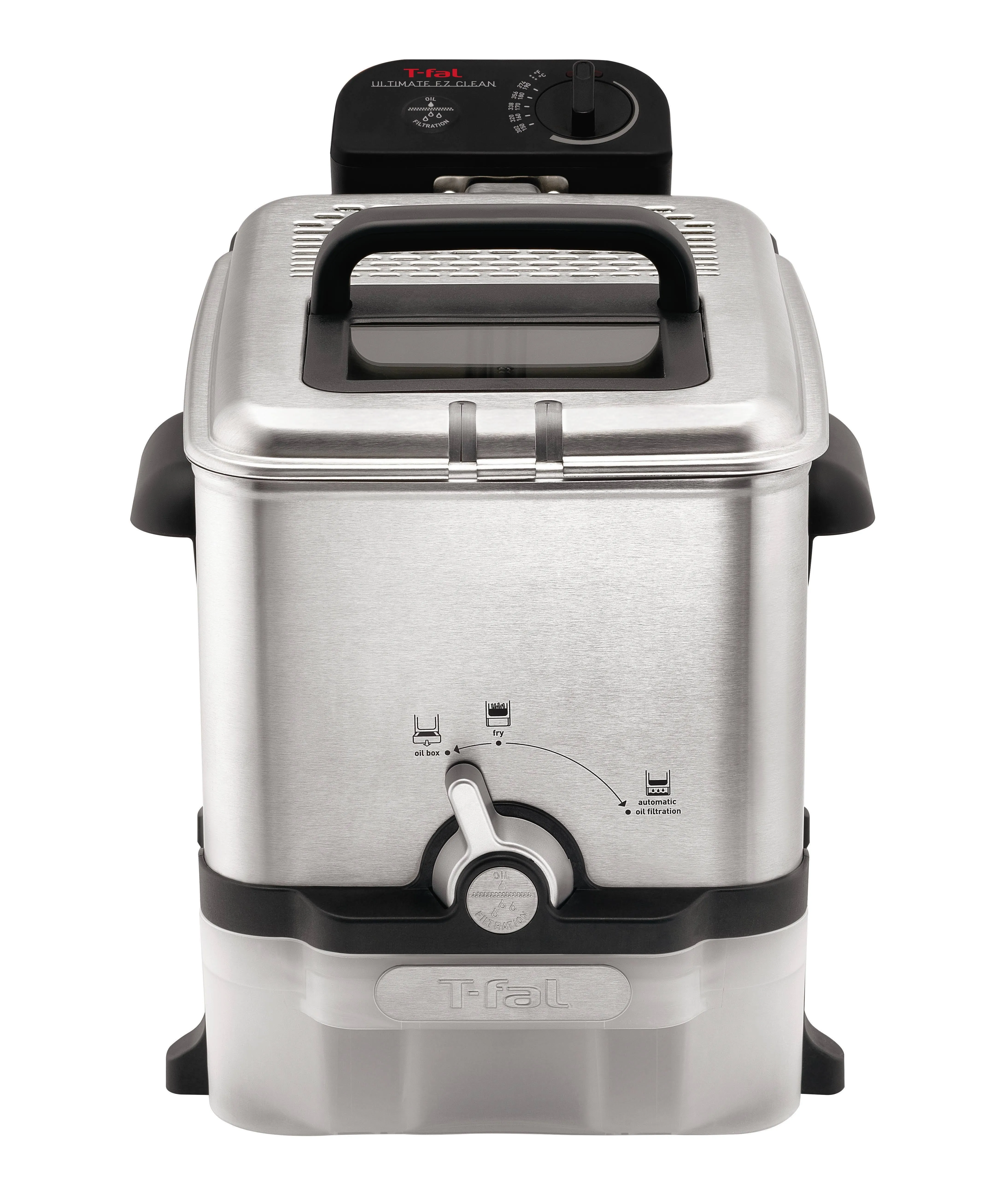 T-Fal 3.5L Stainless Steel Deep Fryer with Basket, 1700W, Oil Filtration, Temp Control, Digital Timer, Dishwasher Safe Parts